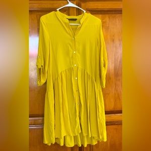 Small Mustard Zara Button-Up Blouse